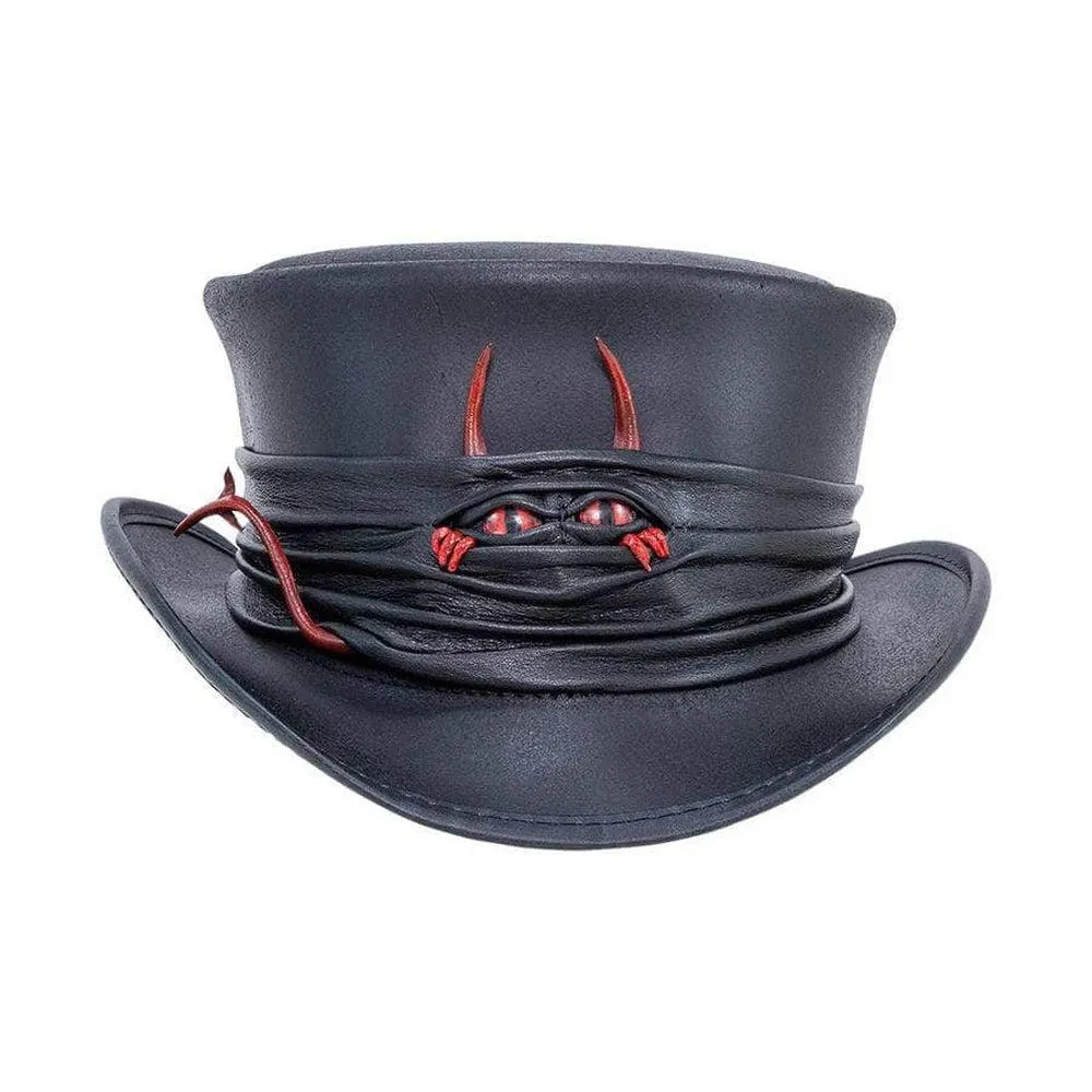 Marlow Lil Evil | Mens Leather Top Hat with Lil Evil Hat Band