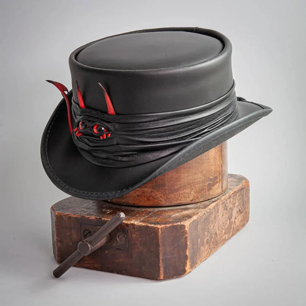 Marlow Lil Evil | Mens Leather Top Hat with Lil Evil Hat Band