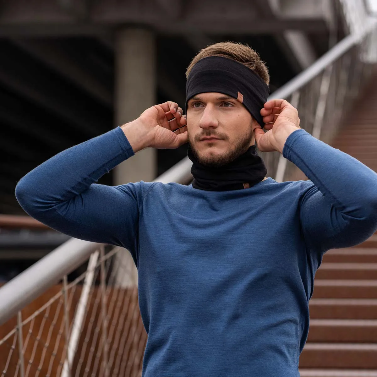 Men's Headband & Gaiter 2-Piece Black