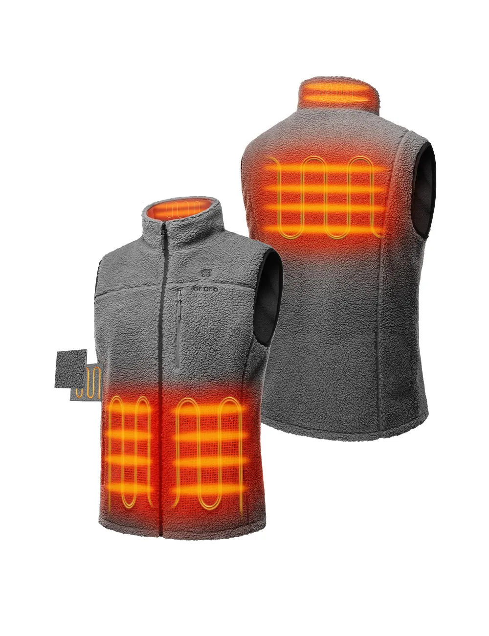 Men's Heated Recycled Fleece Vest - Grey