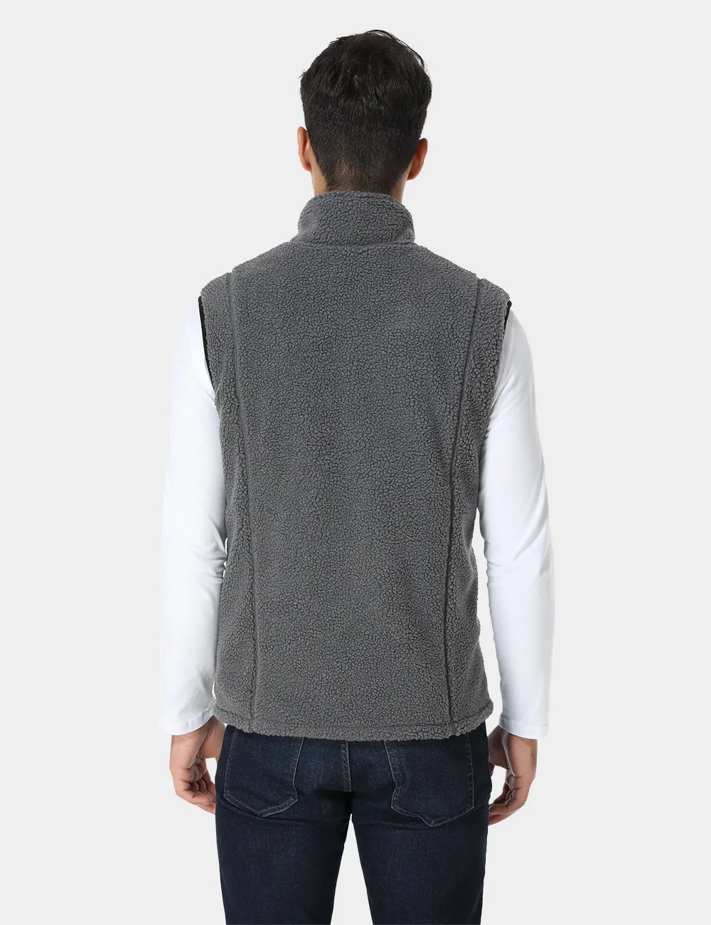 Men's Heated Recycled Fleece Vest - Grey