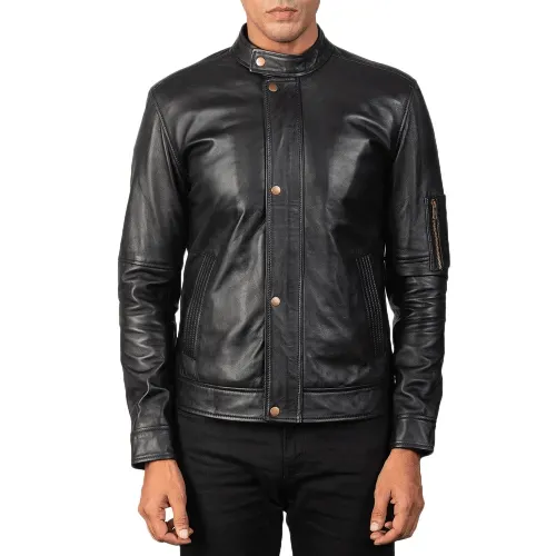 Mens Lamb Leather Biker Jacket