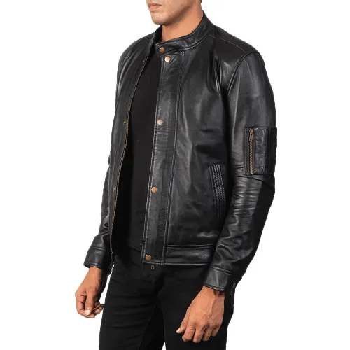 Mens Lamb Leather Biker Jacket