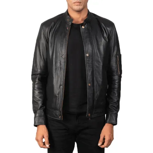 Mens Lamb Leather Biker Jacket