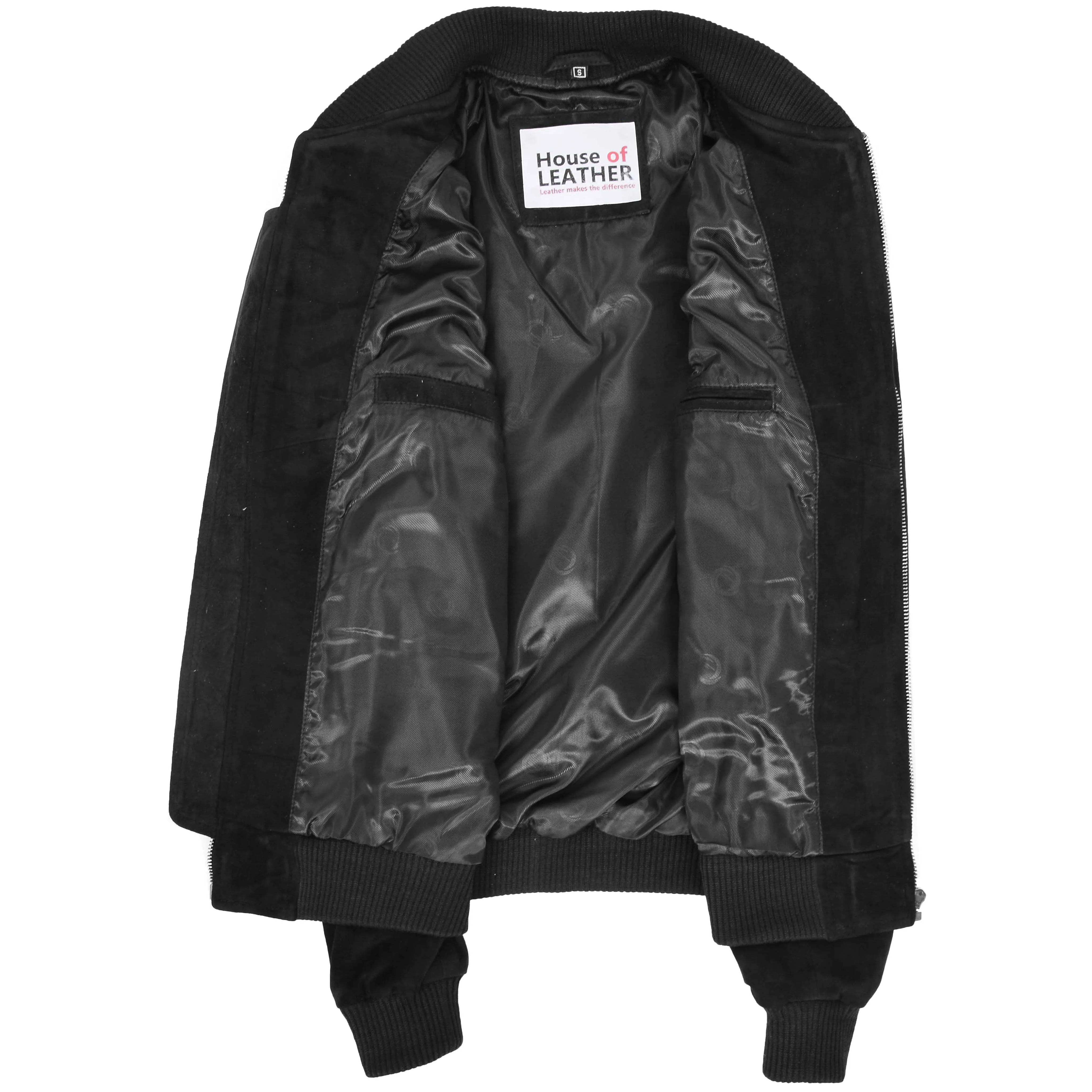 Mens Suede MA-1 Bomber Jacket Trevor Black