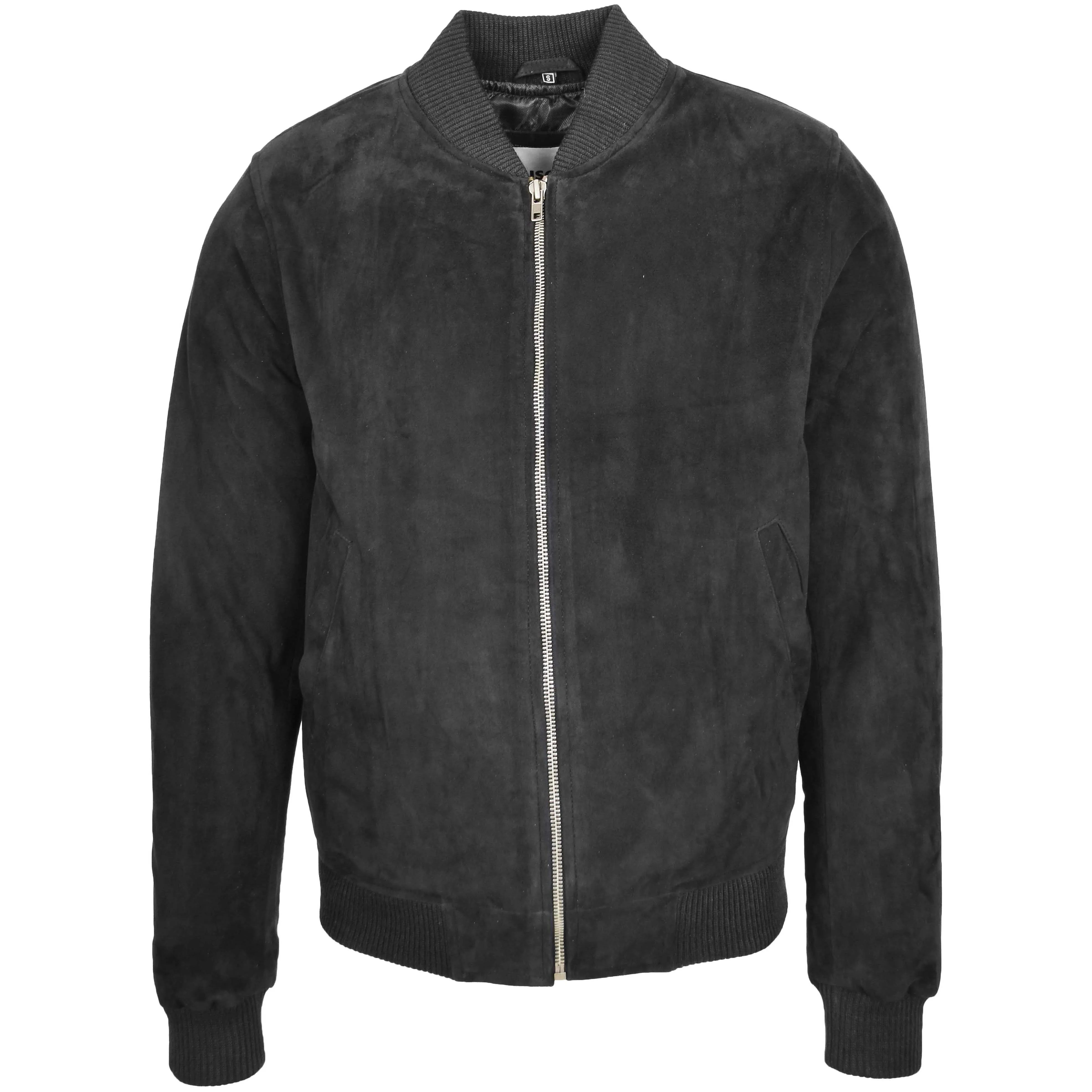 Mens Suede MA-1 Bomber Jacket Trevor Black