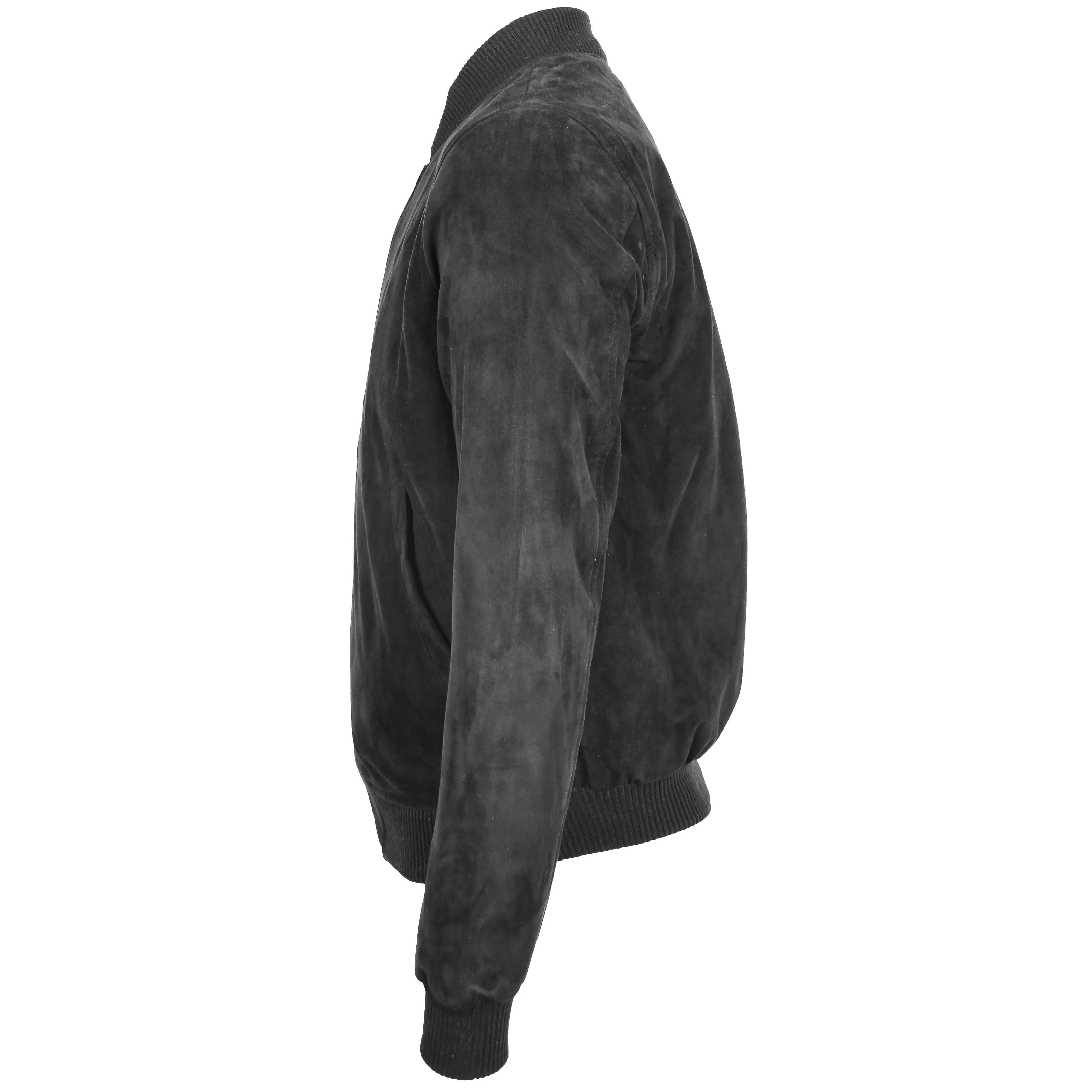 Mens Suede MA-1 Bomber Jacket Trevor Black