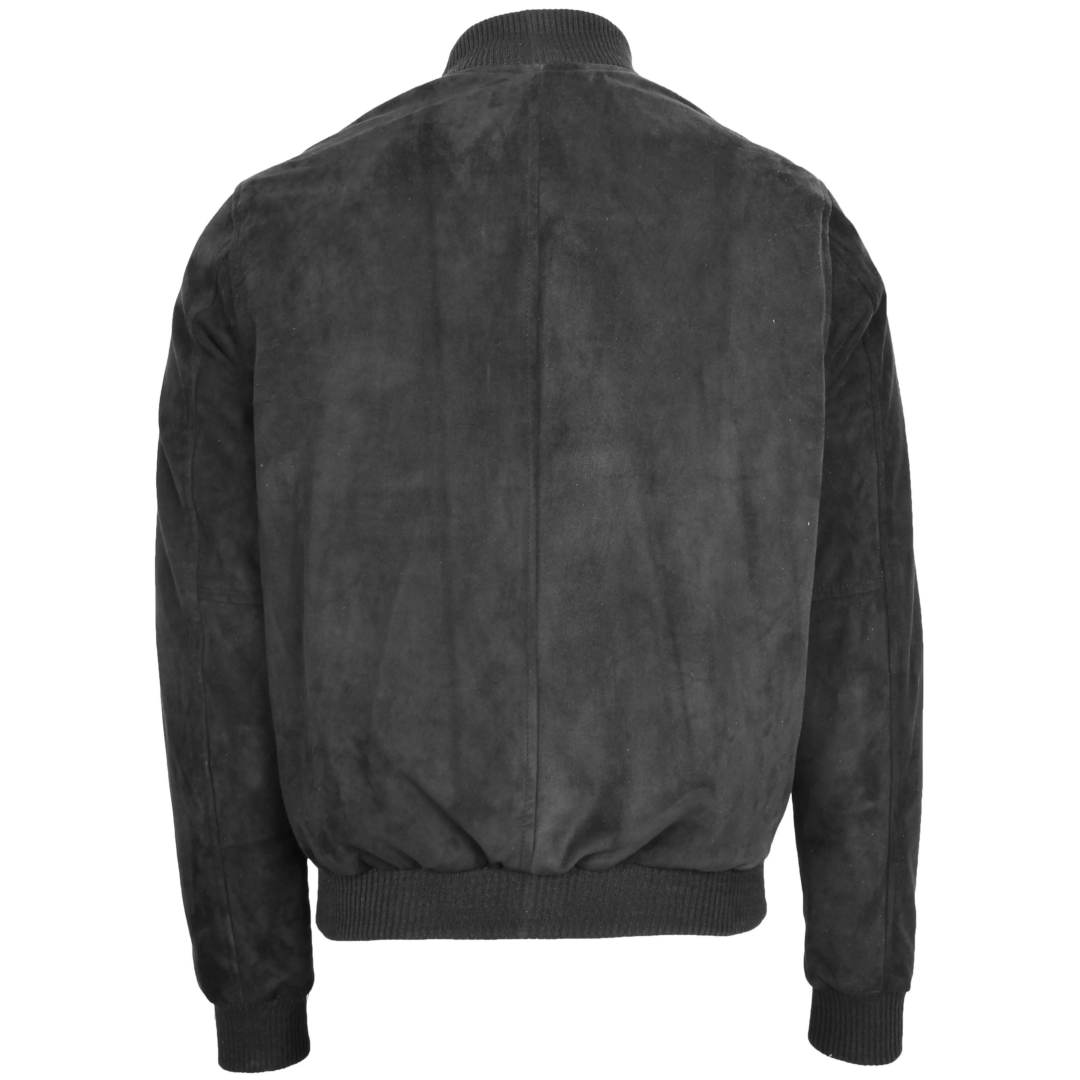 Mens Suede MA-1 Bomber Jacket Trevor Black