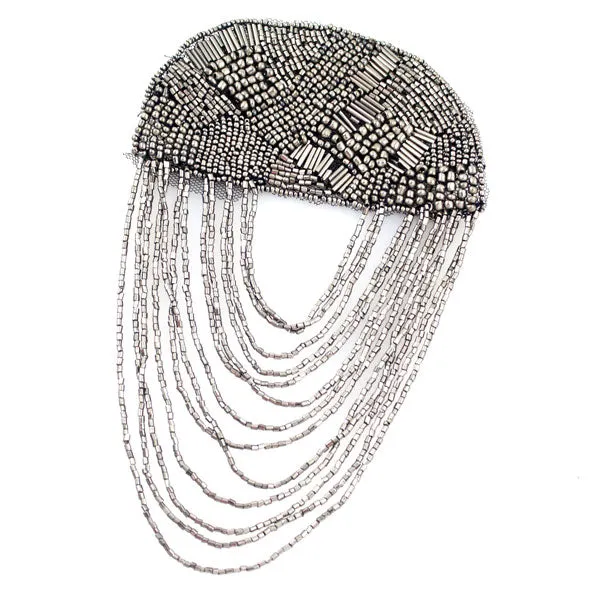 Metallic Beaded Fringed Epaulet