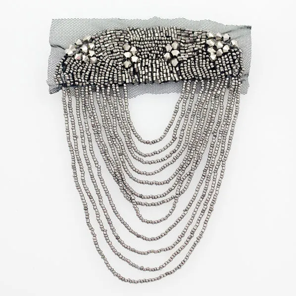 Metallic Beaded Fringed Epaulet