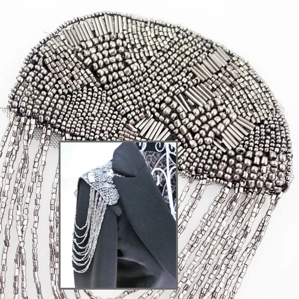 Metallic Beaded Fringed Epaulet