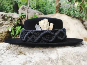 Midnight Wide Brim Bolero (Black Macramé)