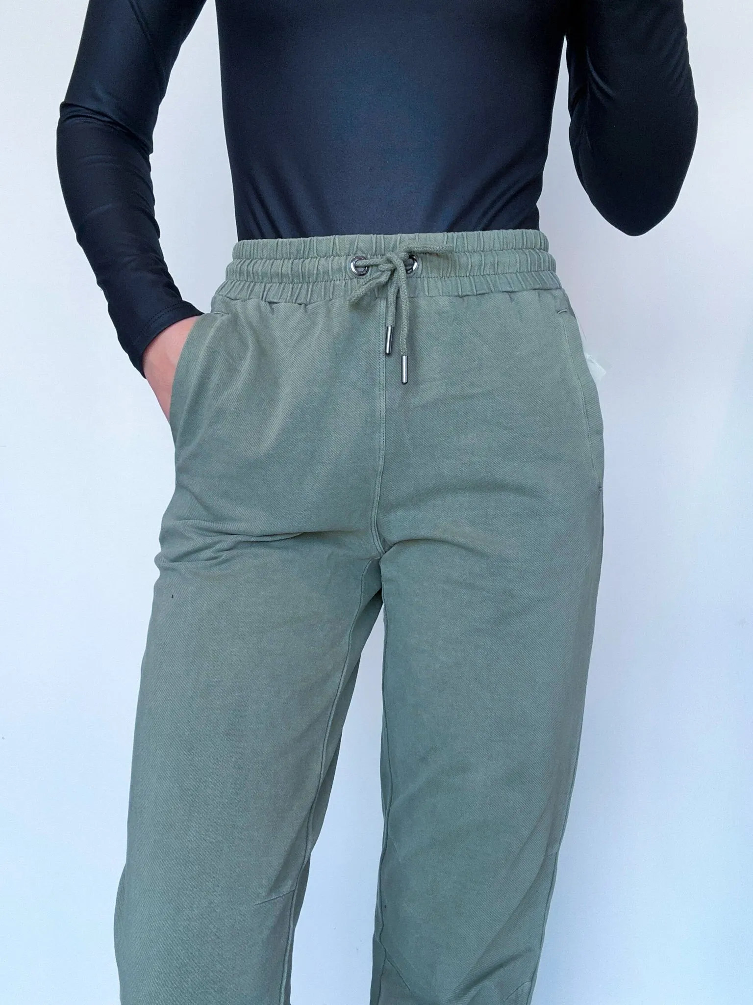 Mineral Wash Twill Joggers- Army Green