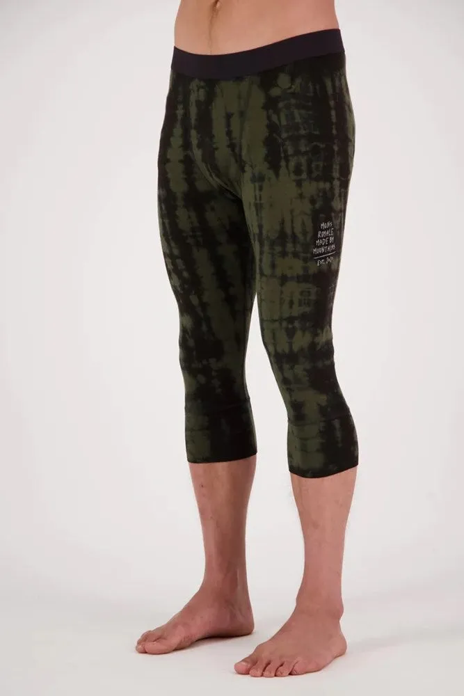 Mons Royale Cascade Merino Flex 200 3/4 Men's Legging - Olive Tie Dye