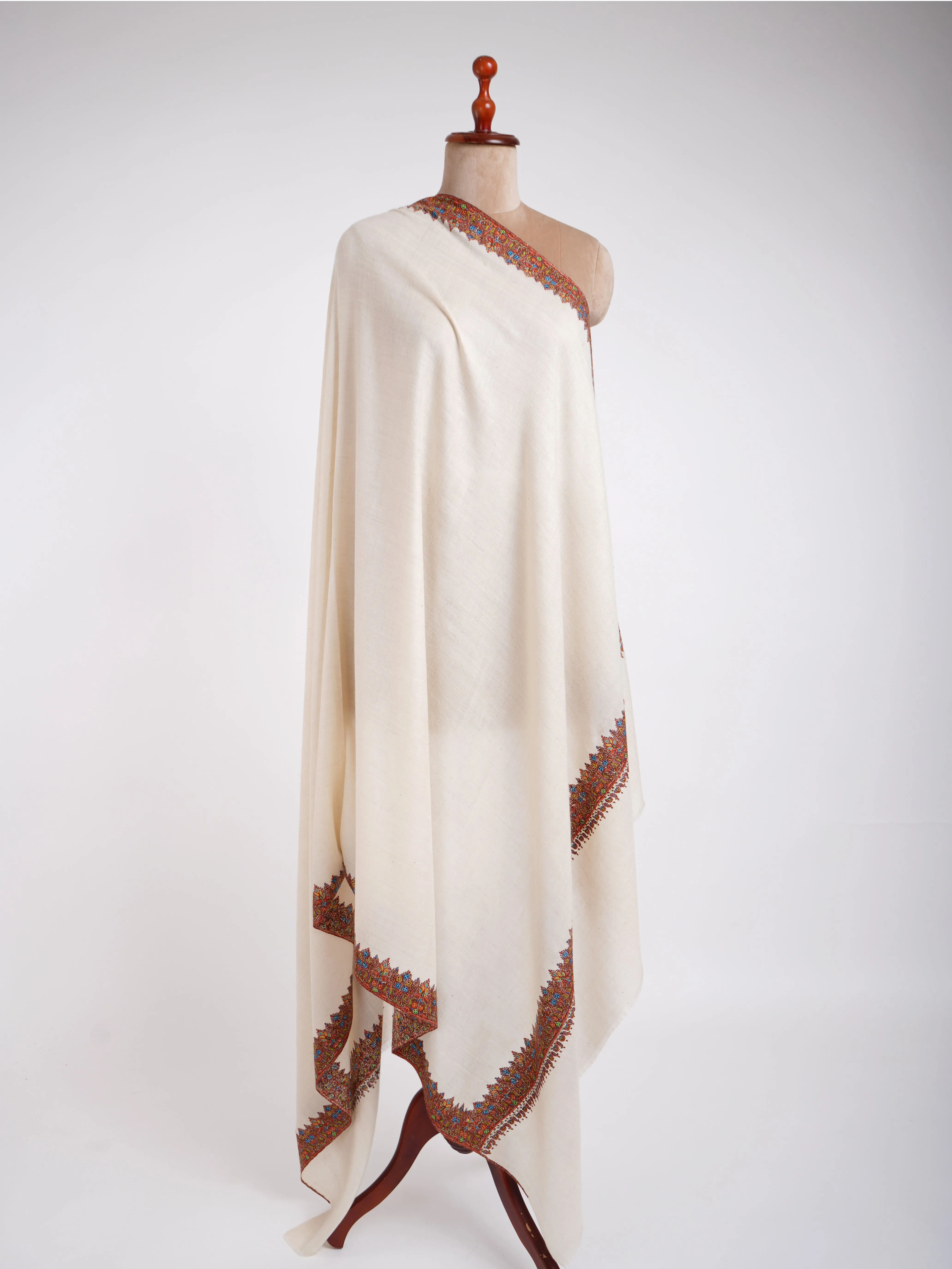 Natural White Waves Royal Pashmina