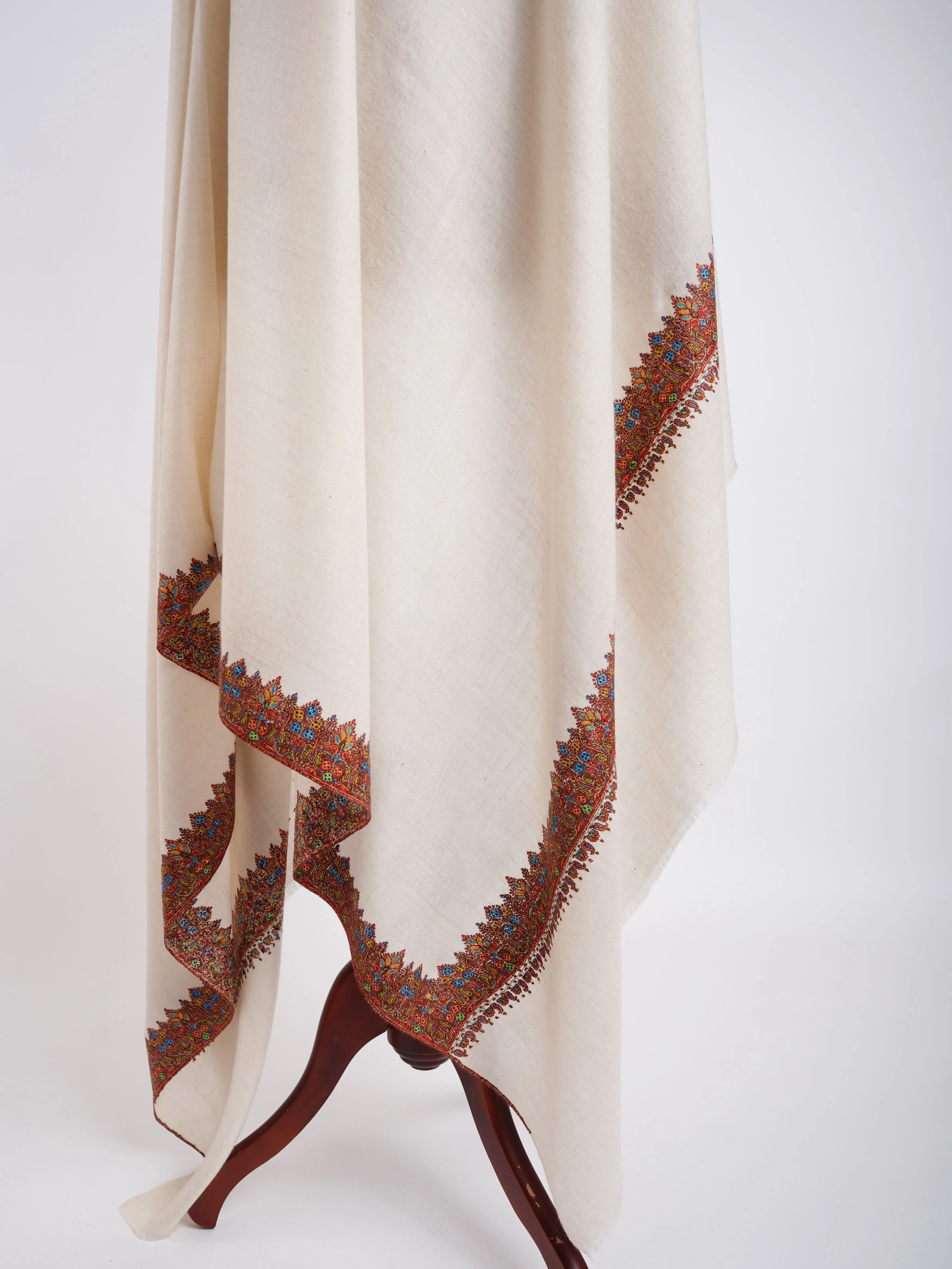 Natural White Waves Royal Pashmina