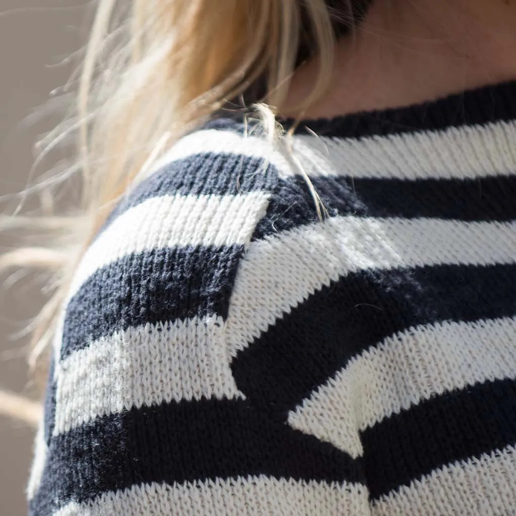 Navy & Cream Stripe Boatneck Sweater