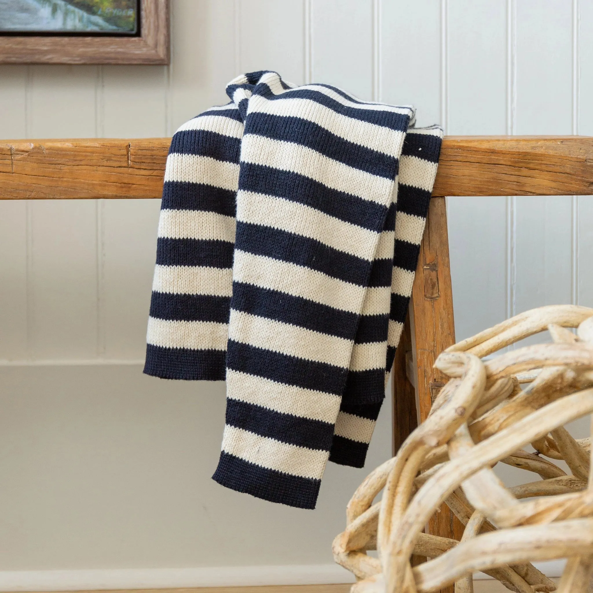 Navy & Cream Stripe Boatneck Sweater