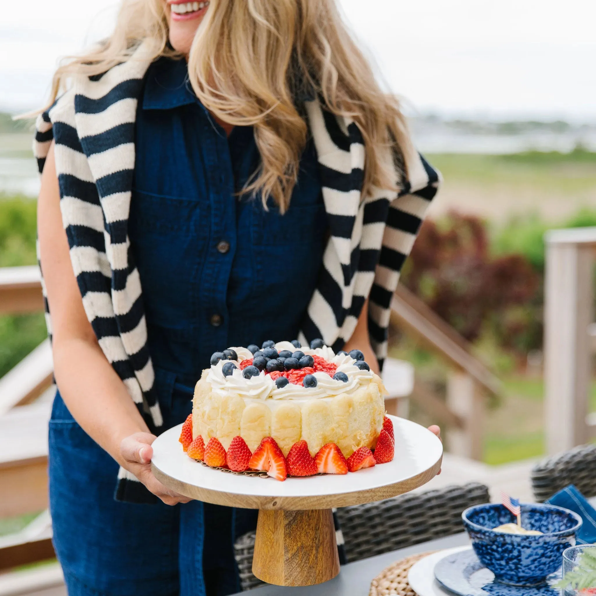 Navy & Cream Stripe Boatneck Sweater