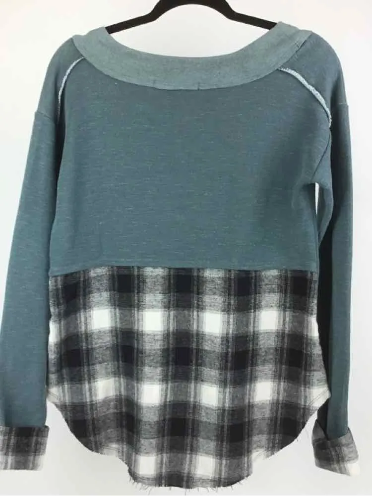 No Brand Size S Teal&Black Sweatshirt Flannel Tunic