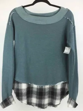 No Brand Size S Teal&Black Sweatshirt Flannel Tunic