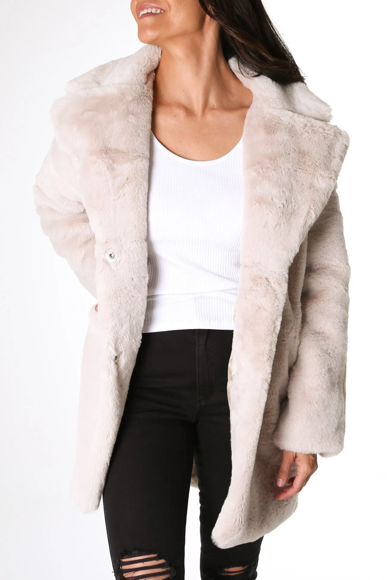 Ollie Faux Fur Jacket Beige