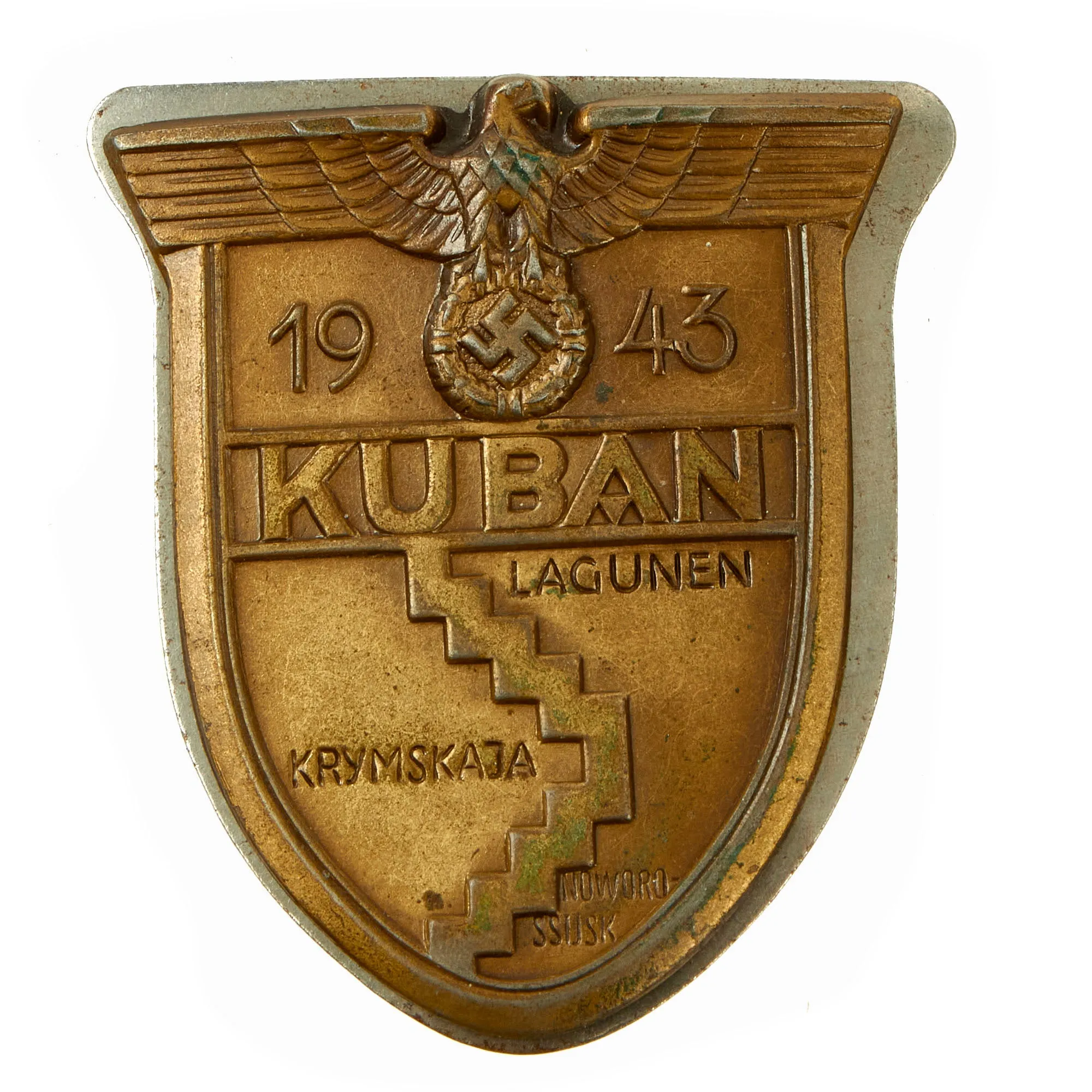 Original German WWII Kuban Bridgehead Shield Decoration with Backing plate - Ärmelschild Kuban