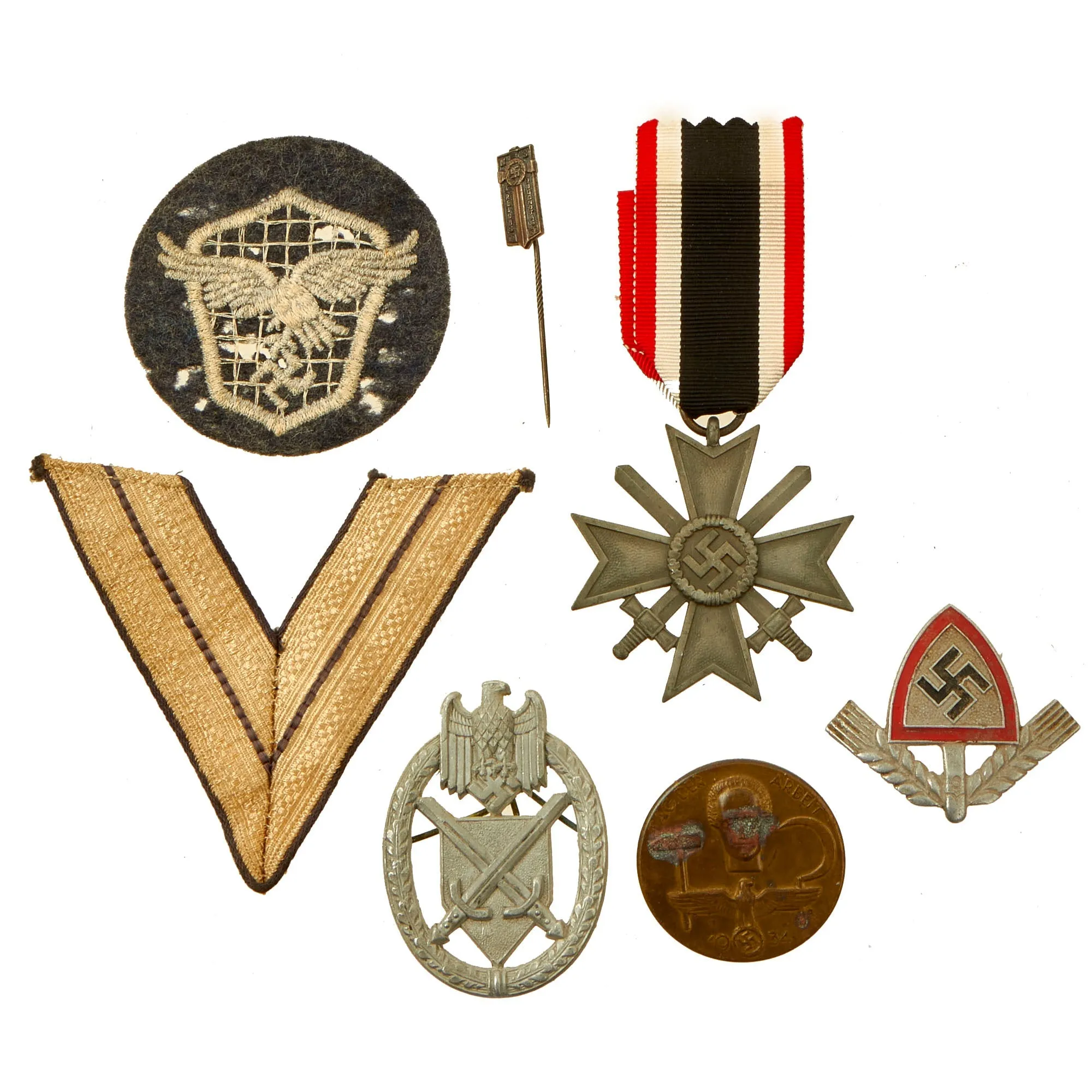 Original German WWII Medal and Insignia Grouping with KvK II, Luftwaffe Insignia & More - 7 Items