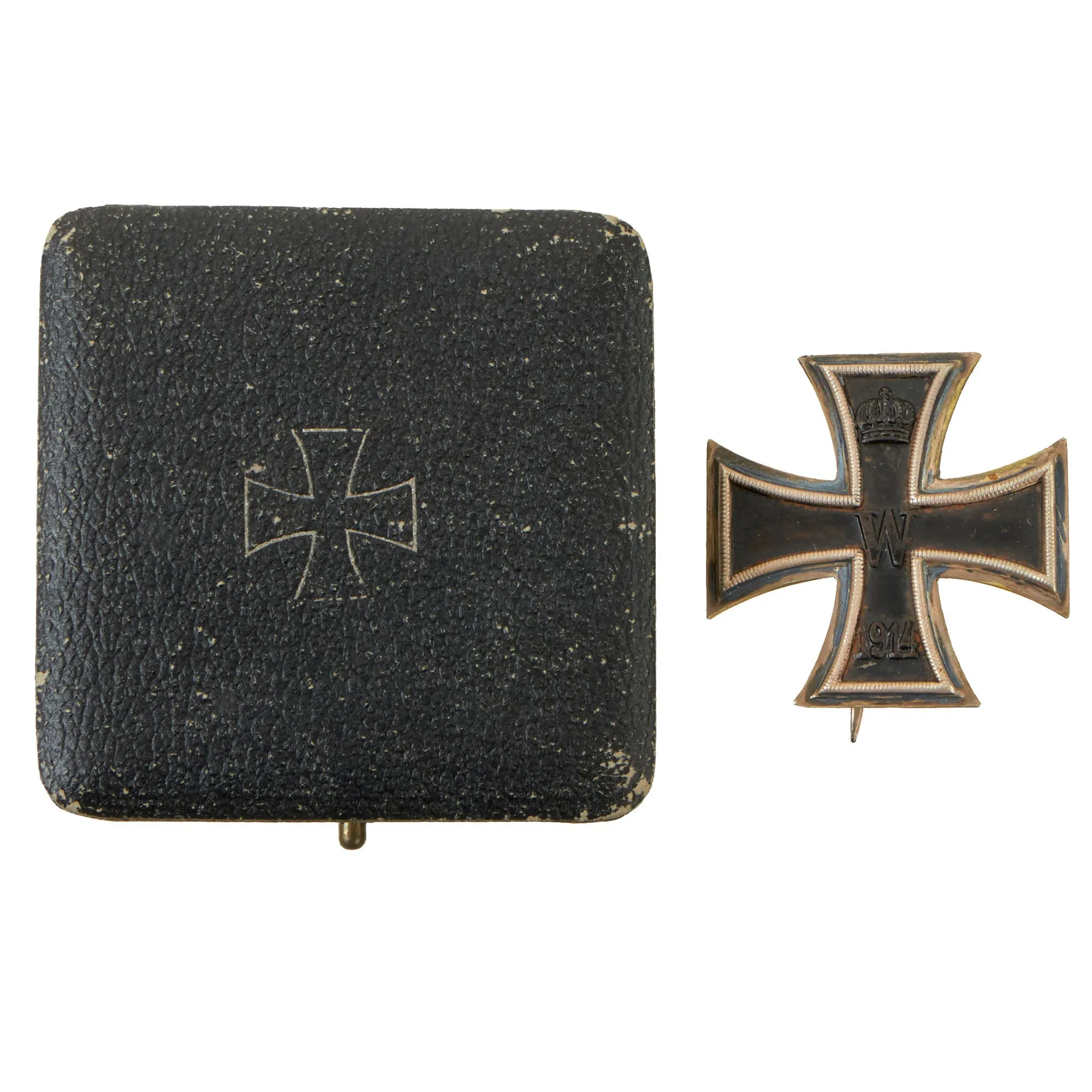 Original Imperial German WWI Cased Prussian Iron Cross First Class 1914 with Pinback by the Royal Mint Order - EKI