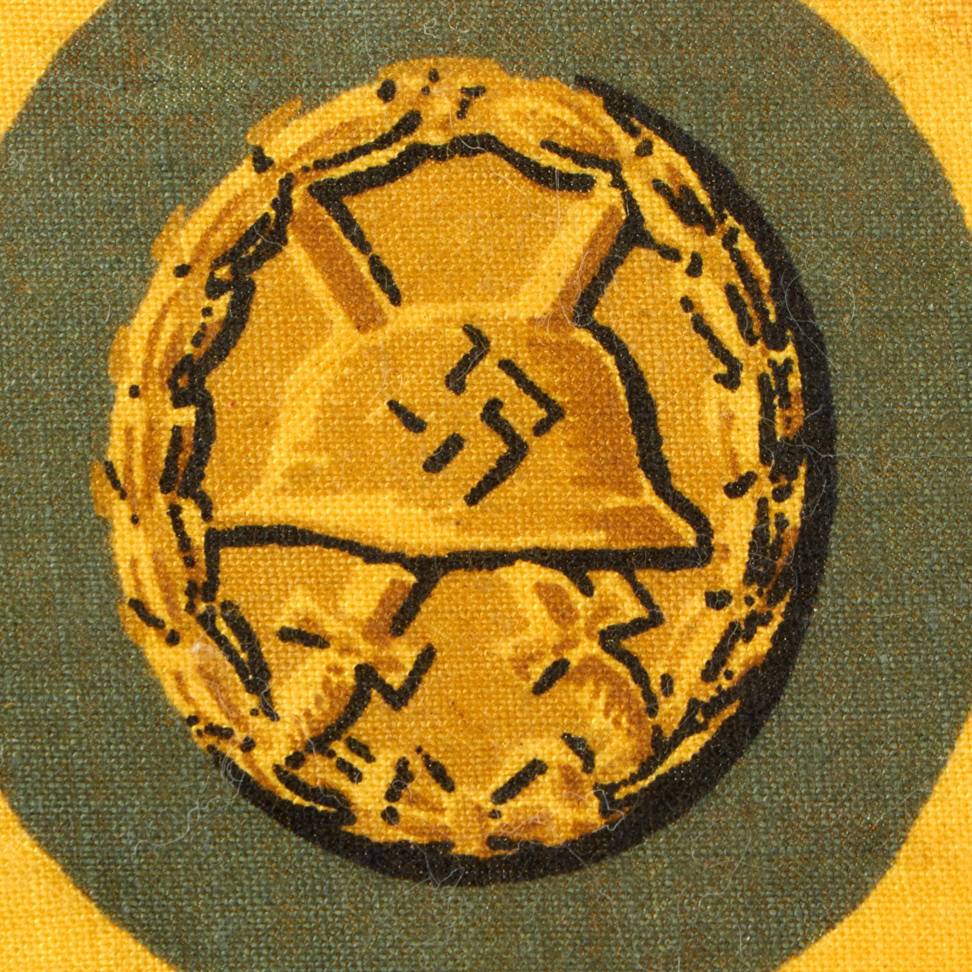 Original Rare German WWII Cloth First Class Gold Wound Badge - Scarce Printed Fabric Variant