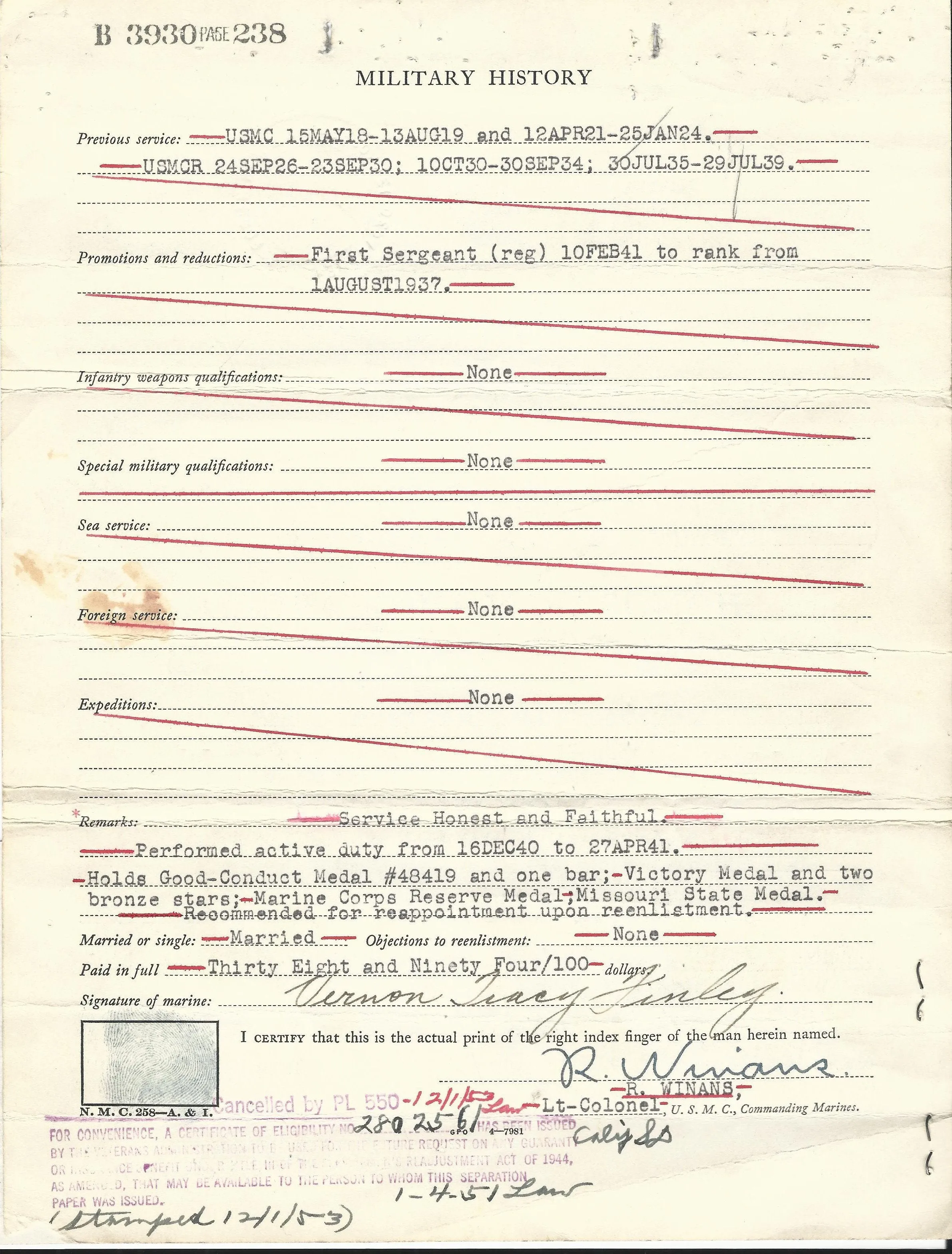 Original WWI U.S. Marine Corps 1st Battalion 5th Marines Company Runner Named Grouping - Vernon Finely