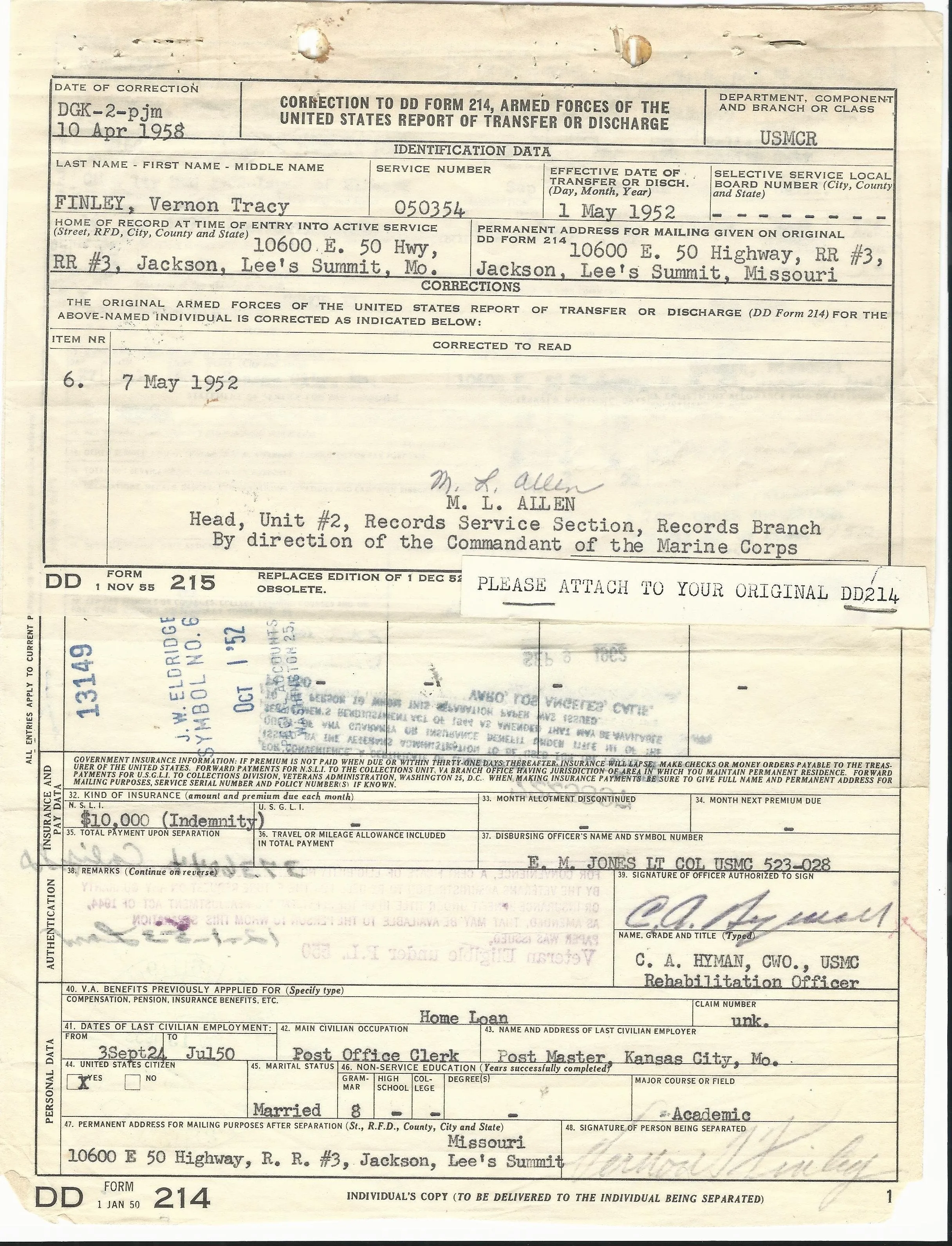 Original WWI U.S. Marine Corps 1st Battalion 5th Marines Company Runner Named Grouping - Vernon Finely