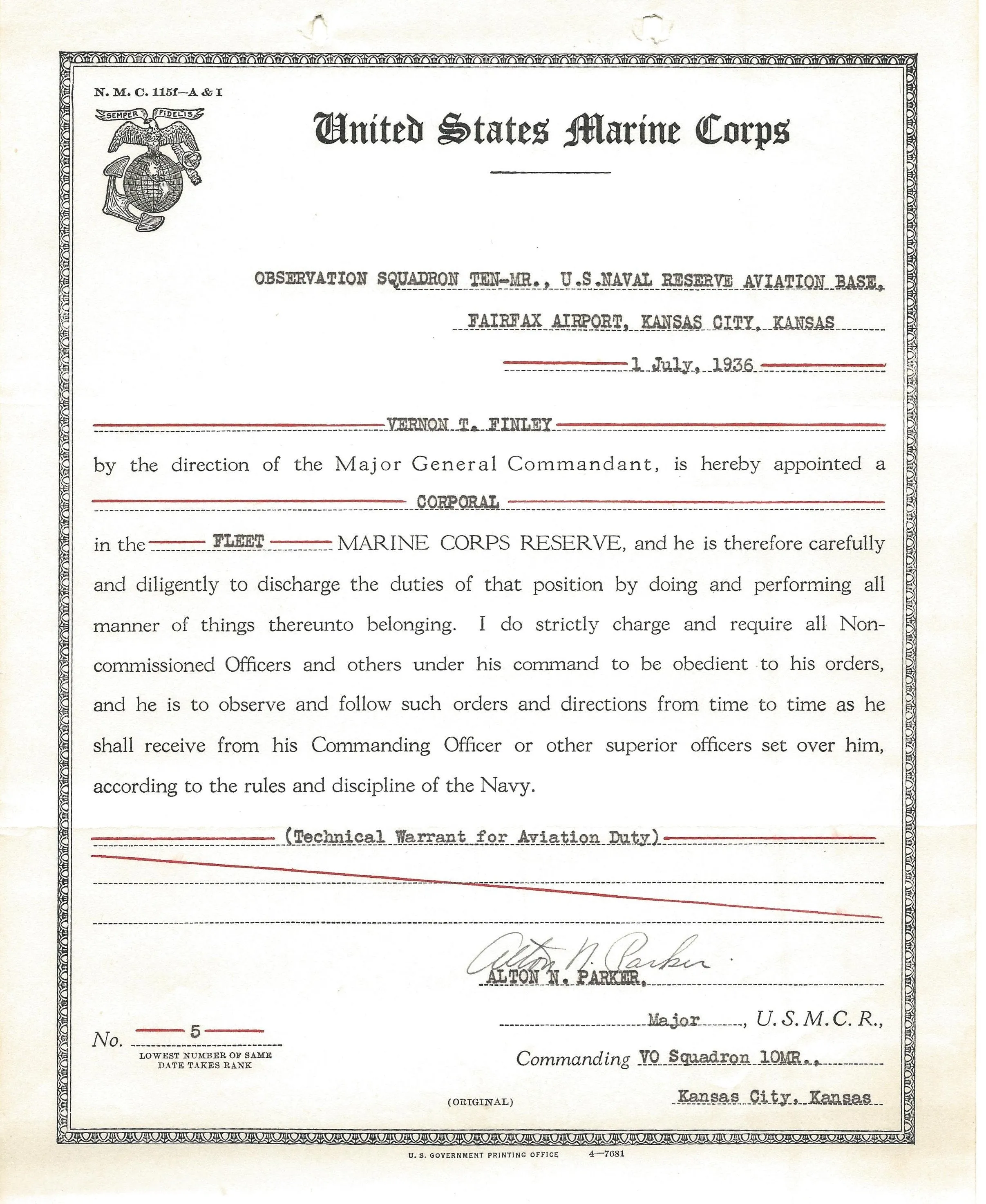 Original WWI U.S. Marine Corps 1st Battalion 5th Marines Company Runner Named Grouping - Vernon Finely