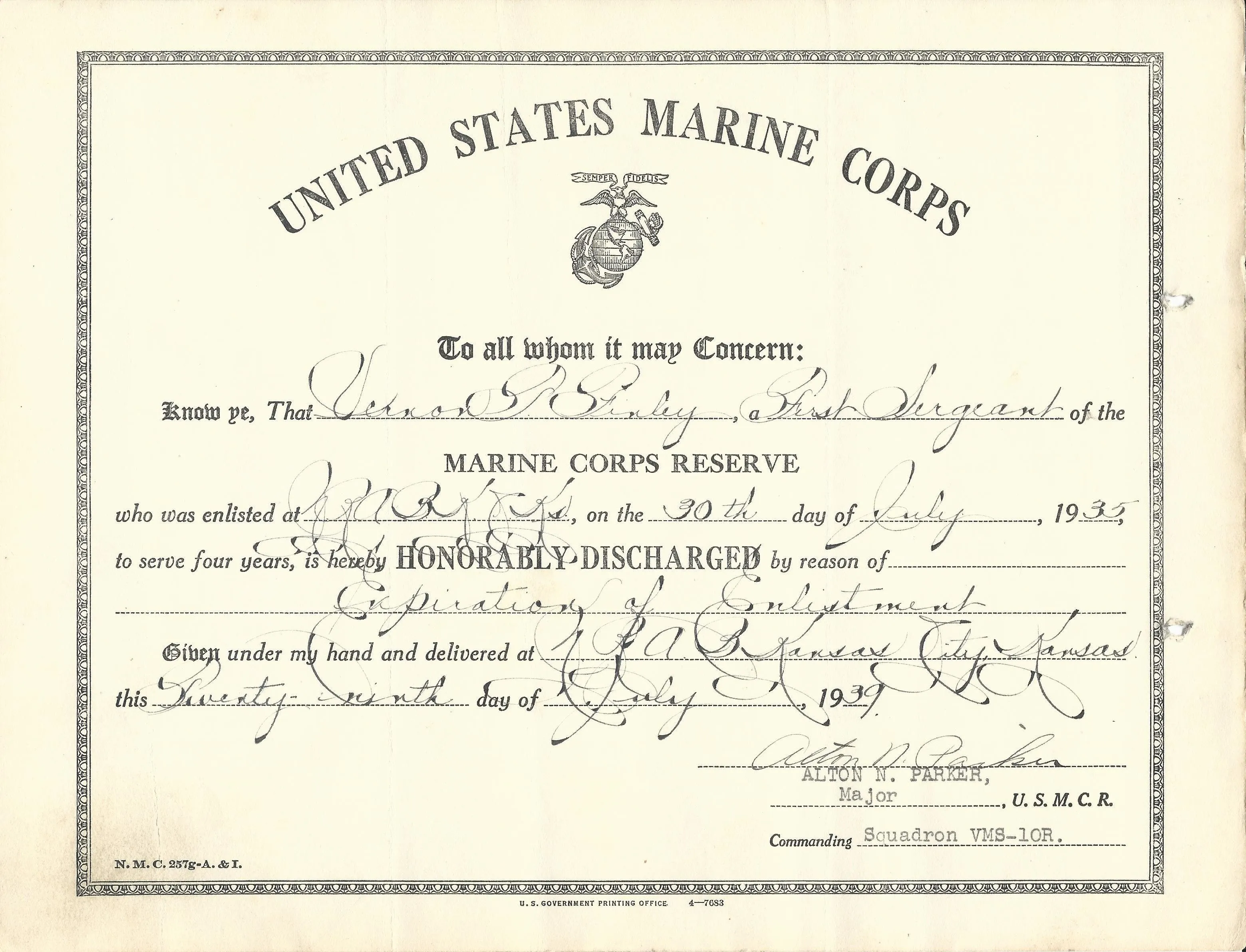 Original WWI U.S. Marine Corps 1st Battalion 5th Marines Company Runner Named Grouping - Vernon Finely