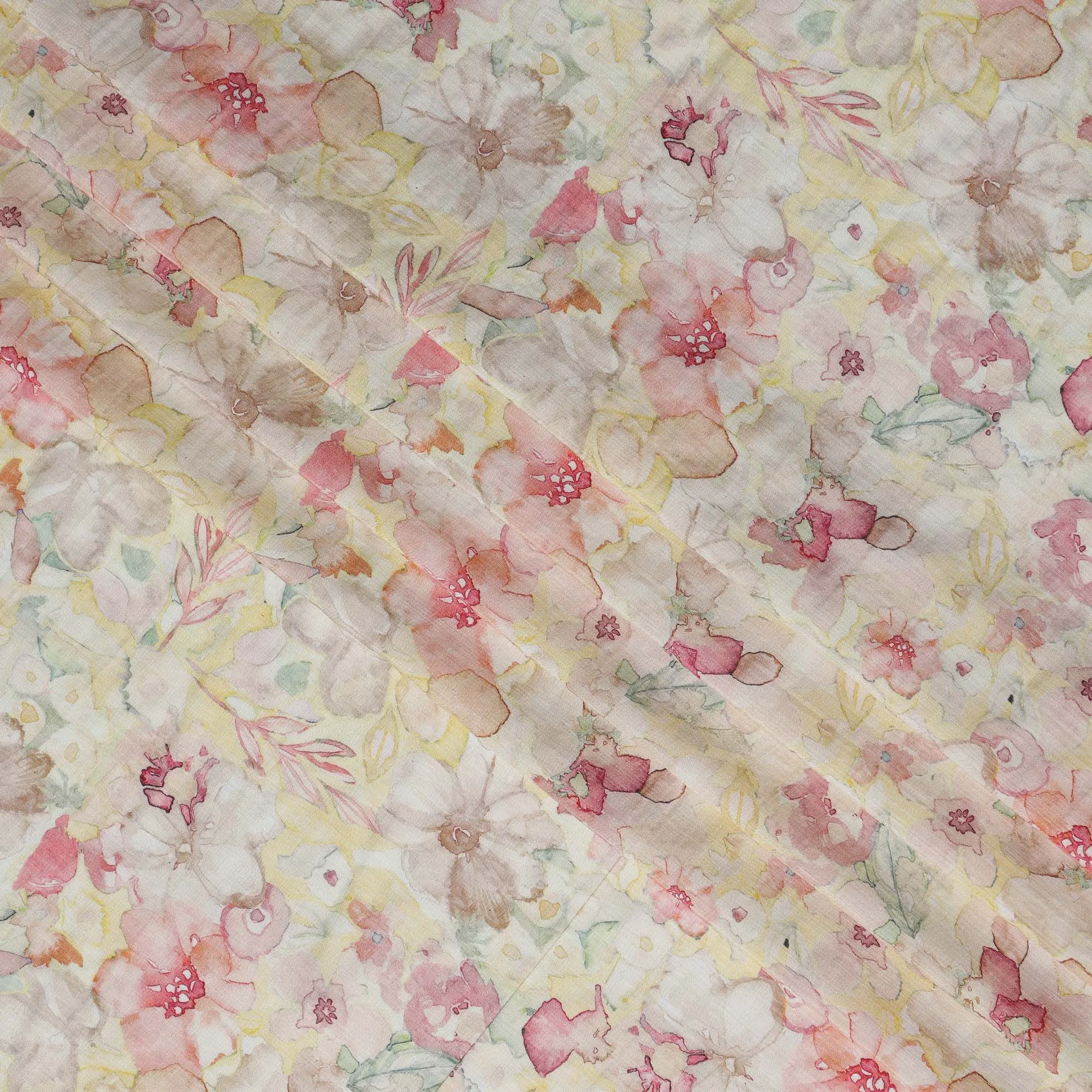 Pastel Floral Linen Cotton Blend Fabric, 110 cm Width-D20967