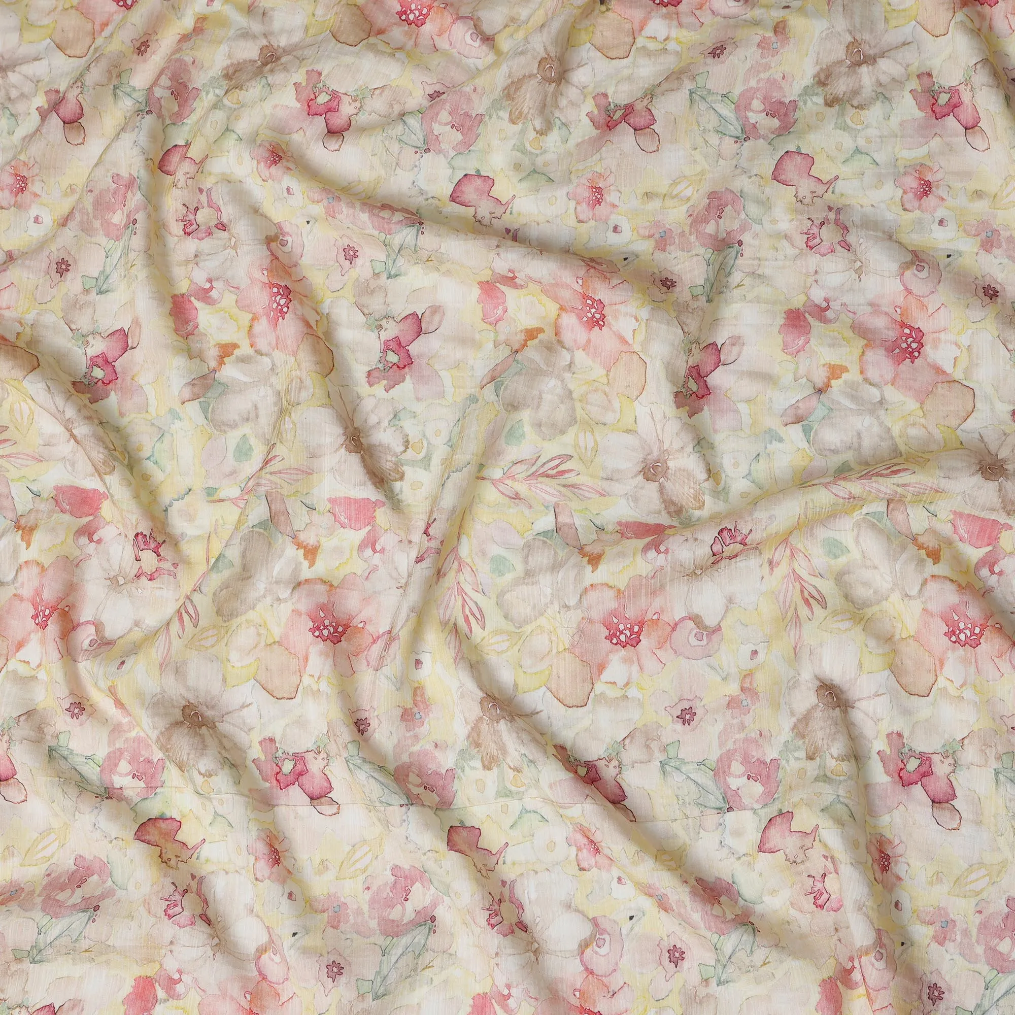 Pastel Floral Linen Cotton Blend Fabric, 110 cm Width-D20967