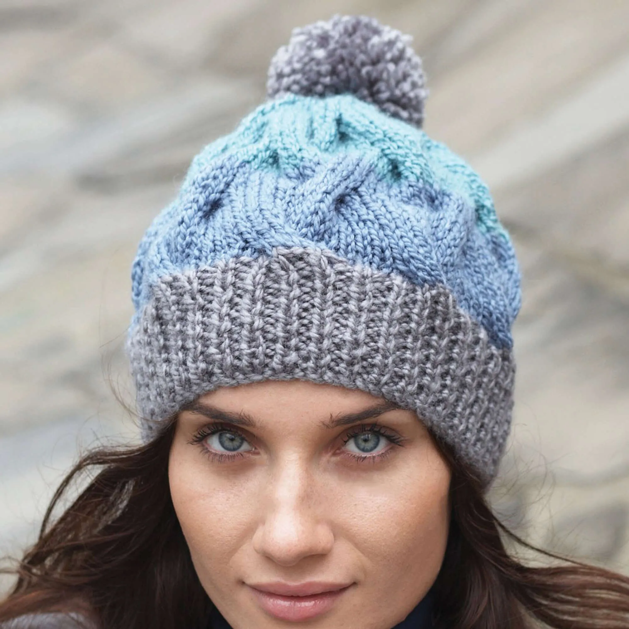 Patons Knit Striped Cable Hat