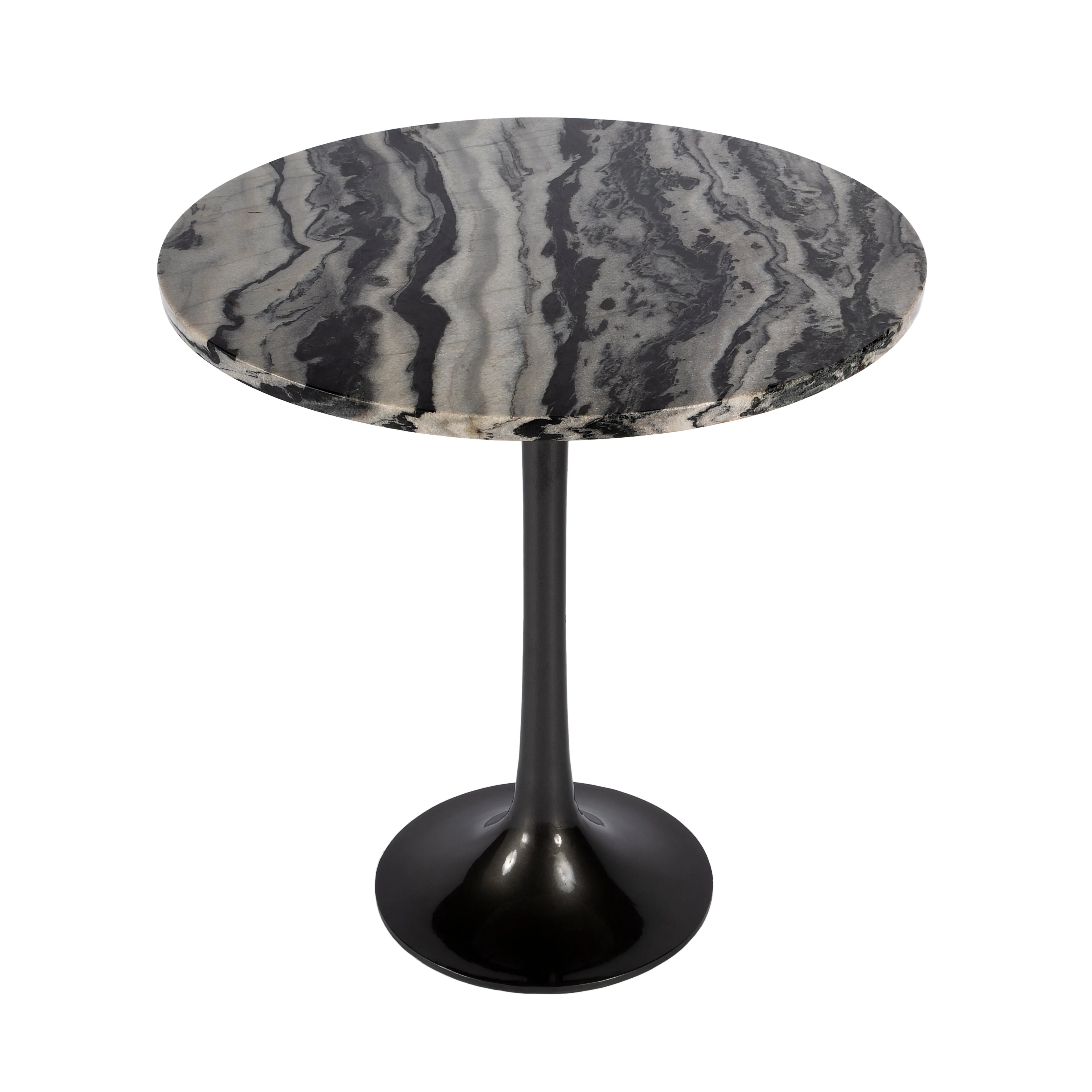 Paxton Round Marble Side Table in Black and White  5689025