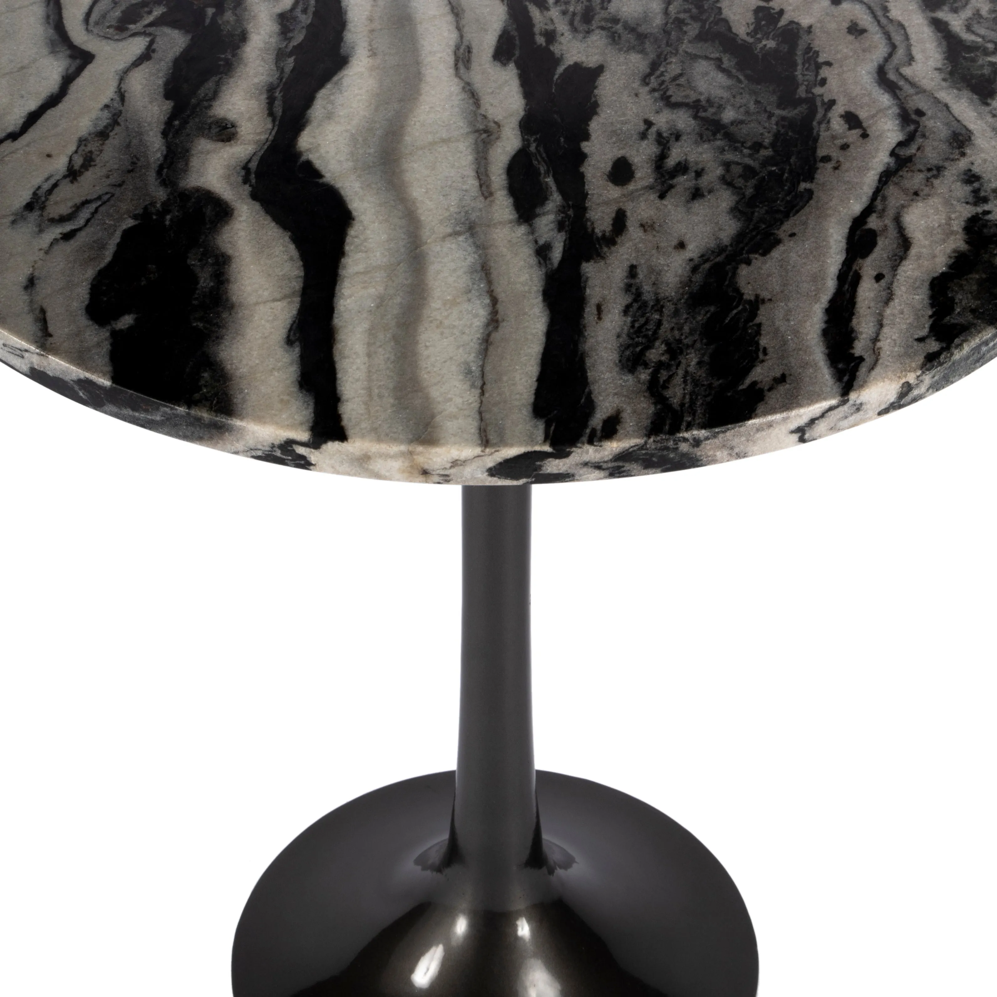 Paxton Round Marble Side Table in Black and White  5689025