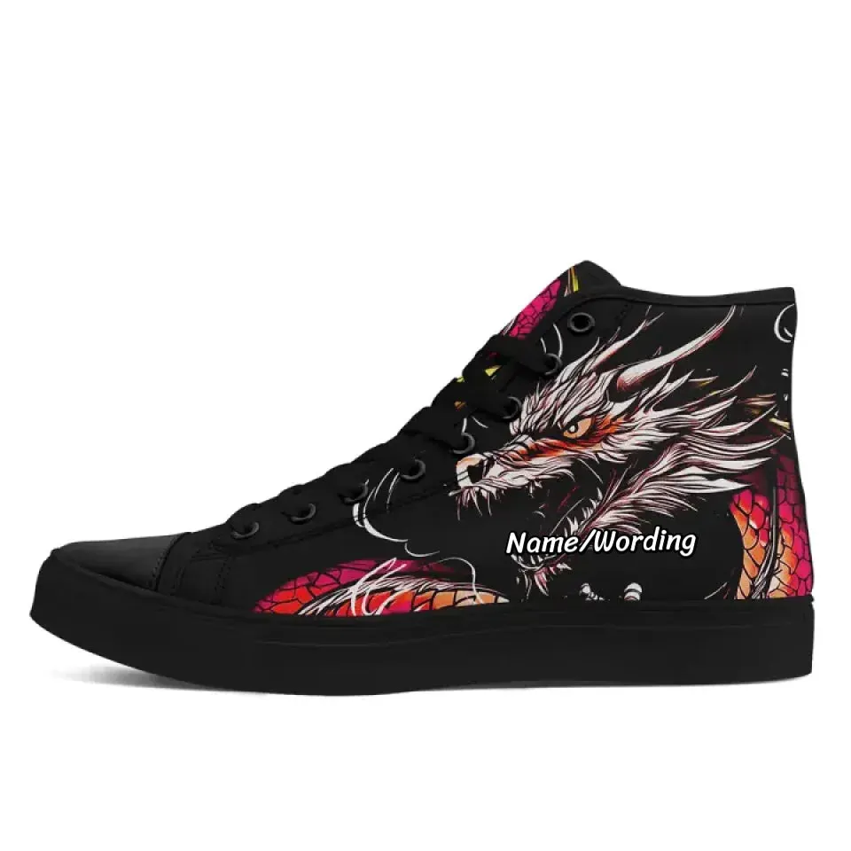 Personalized Pop Punk Sneakers, Custom Dragon High-Top Shoes, Comfy Gym Shoes, Walking Shoes