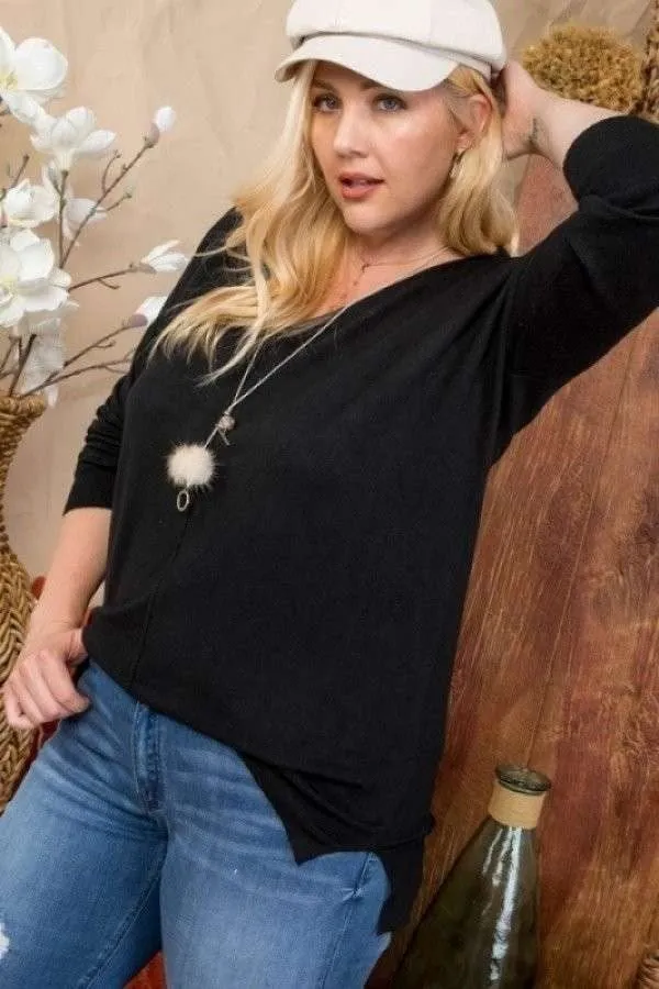 Plus Size V-Neck Hi-lo Sweater