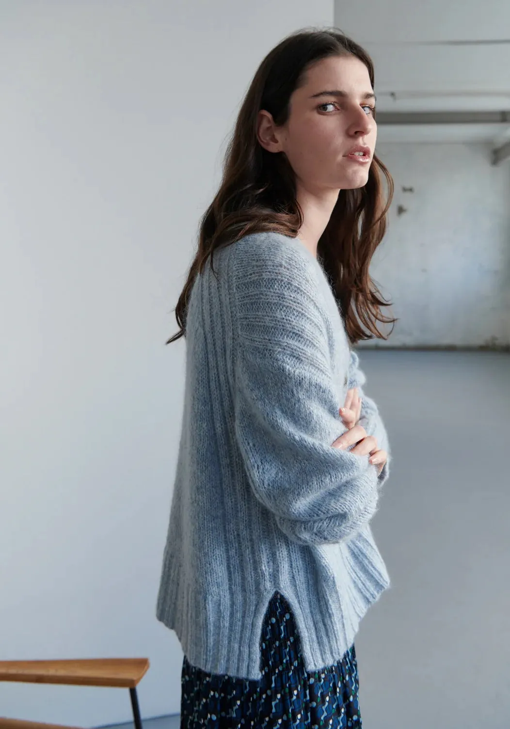 POL SHIRE CARDIGAN IN BLUE