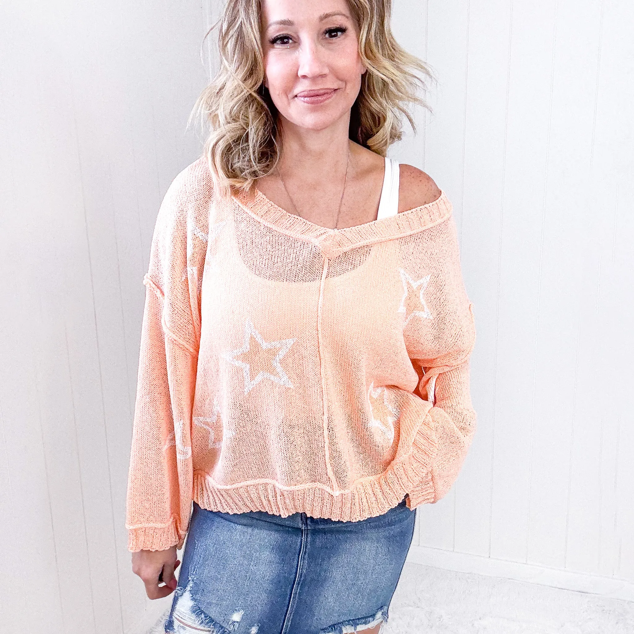 Pol Star Crazy Sherbet Sheer Spring Sweater