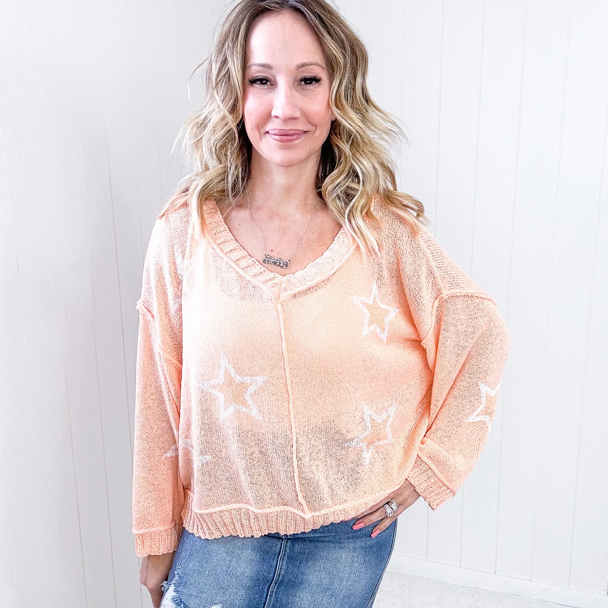 Pol Star Crazy Sherbet Sheer Spring Sweater