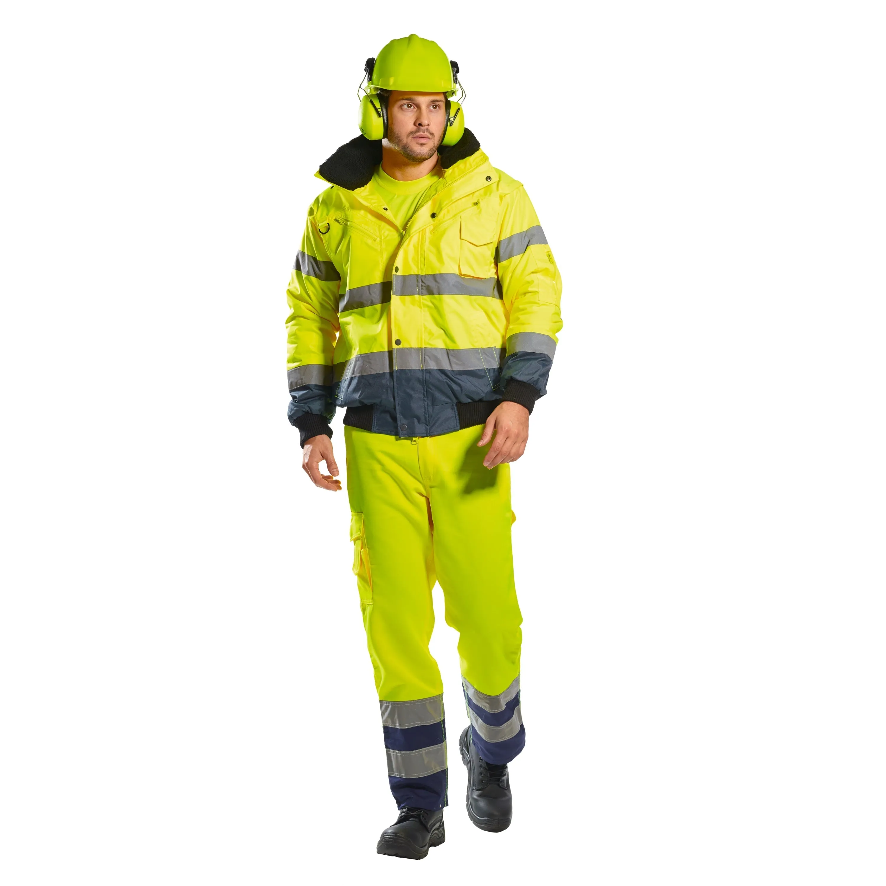 PORTWEST® Hi Vis Waterproof Winter Bomber Jacket With Detachable Sleeves - ANSI Class 3 - UC465