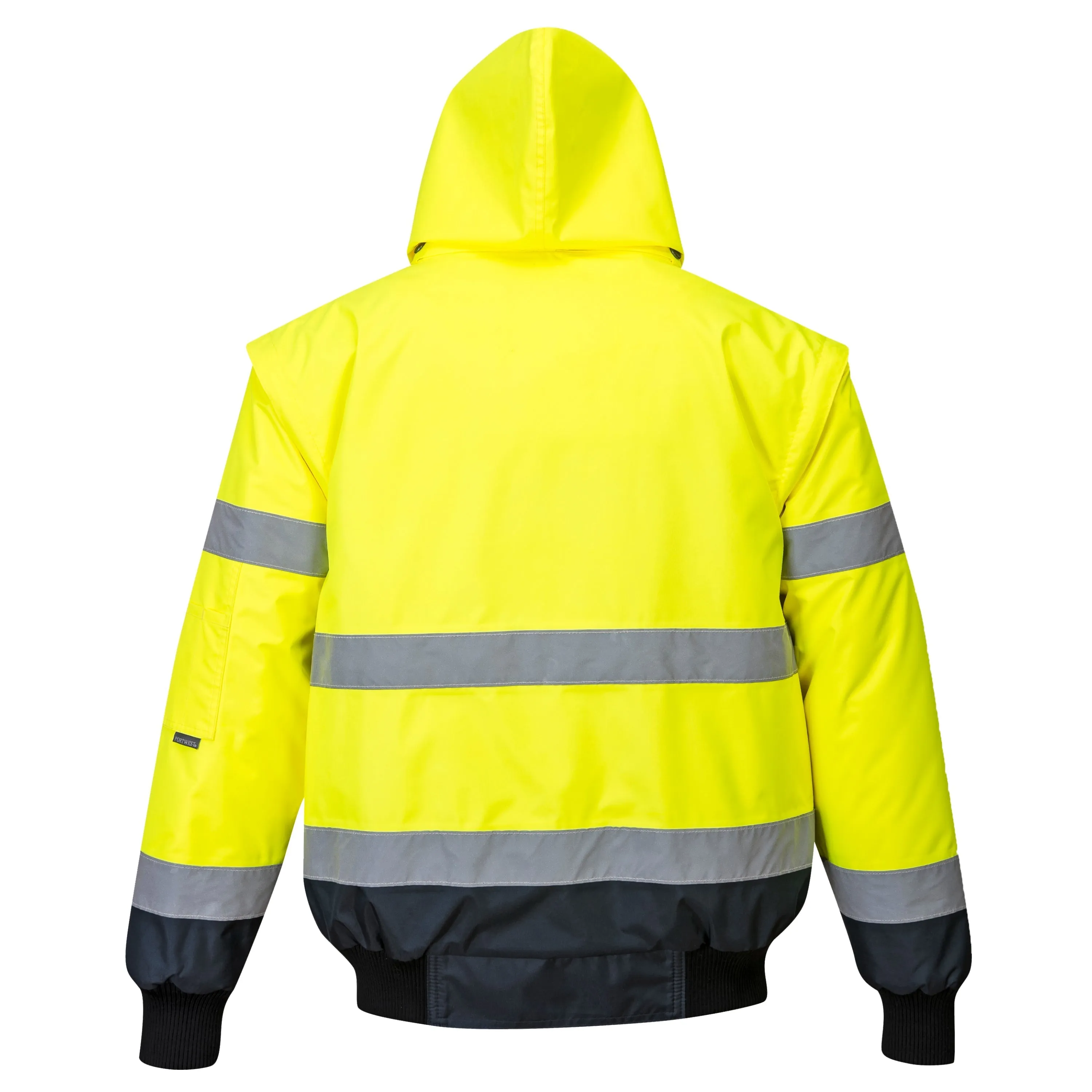 PORTWEST® Hi Vis Waterproof Winter Bomber Jacket With Detachable Sleeves - ANSI Class 3 - UC465