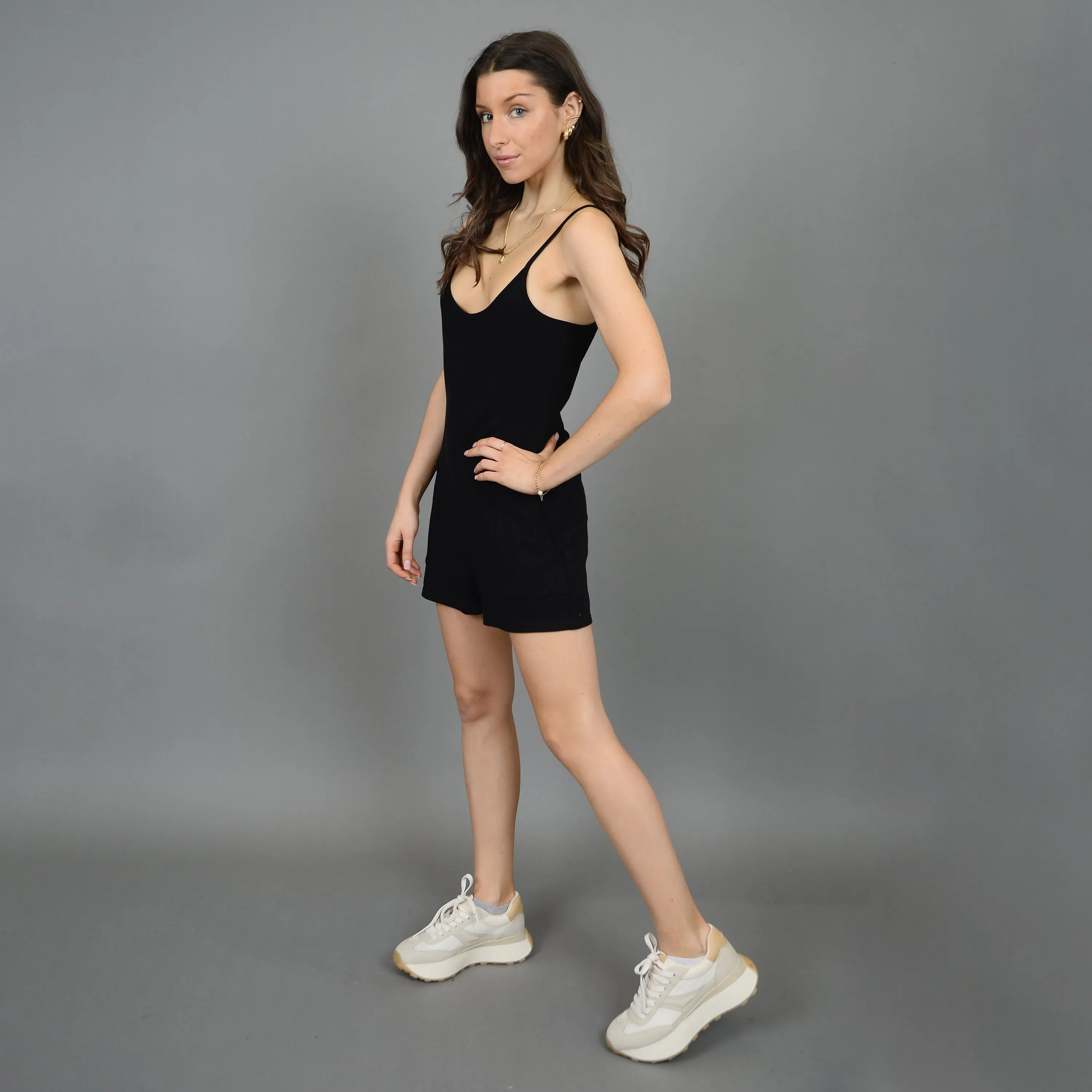 RDI Kaine Slub Terry Tank Shoulder Strap Romper