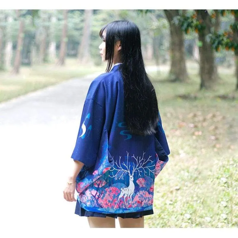 Reindeer Under The Moon Kimono Cardigan