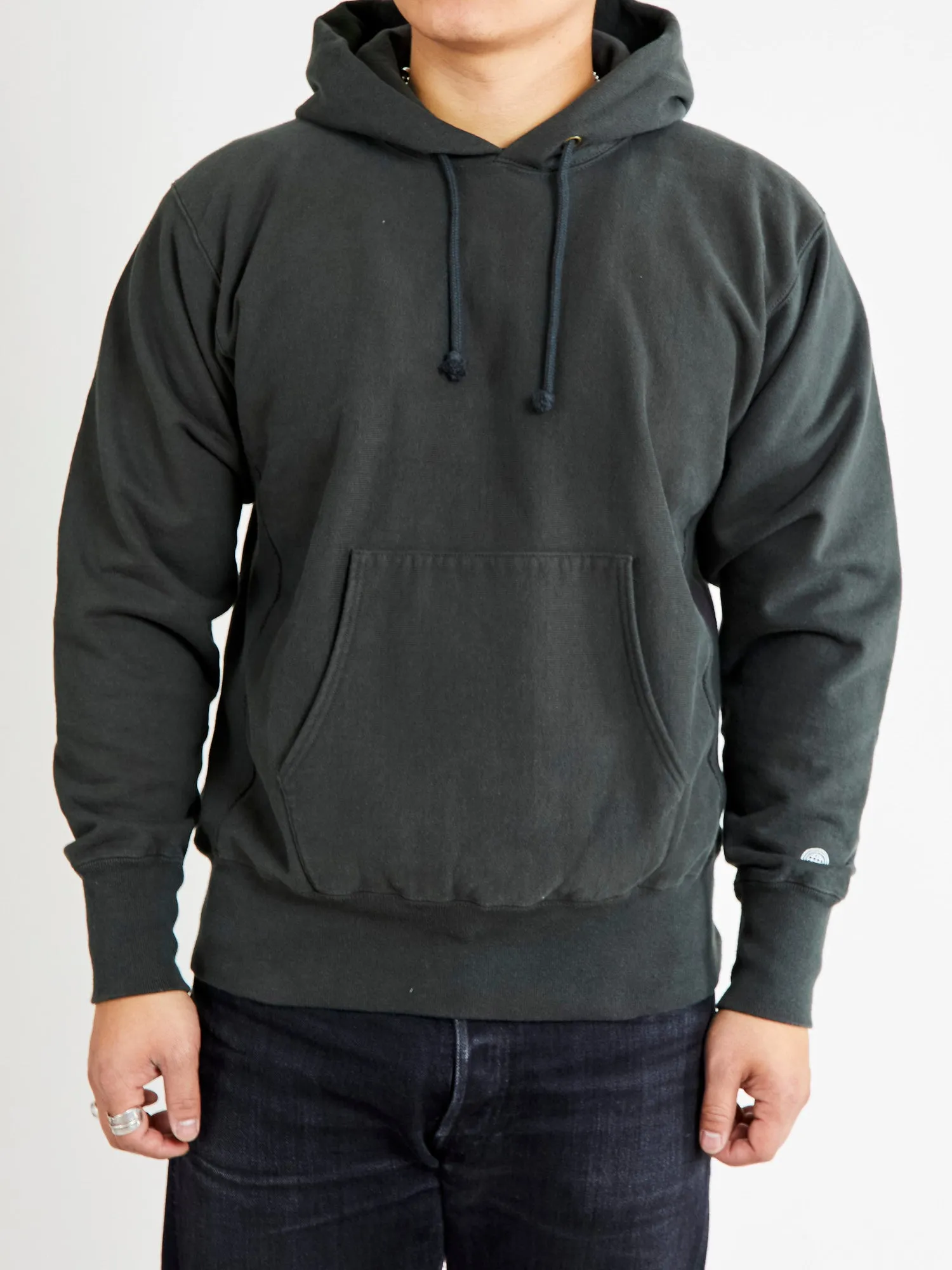 Reverse Weave Heavyweight Pullover Hoodie in Black