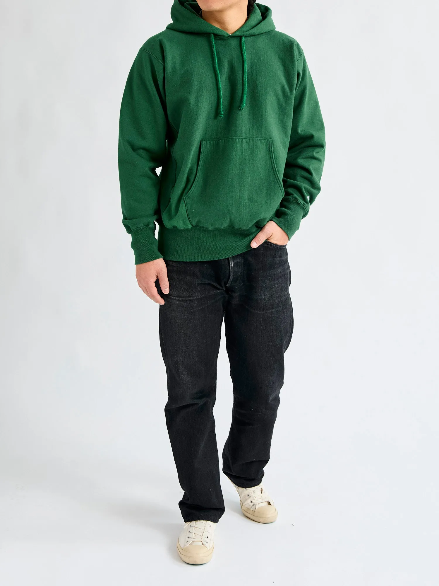 Reverse Weave Heavyweight Pullover Hoodie in Green